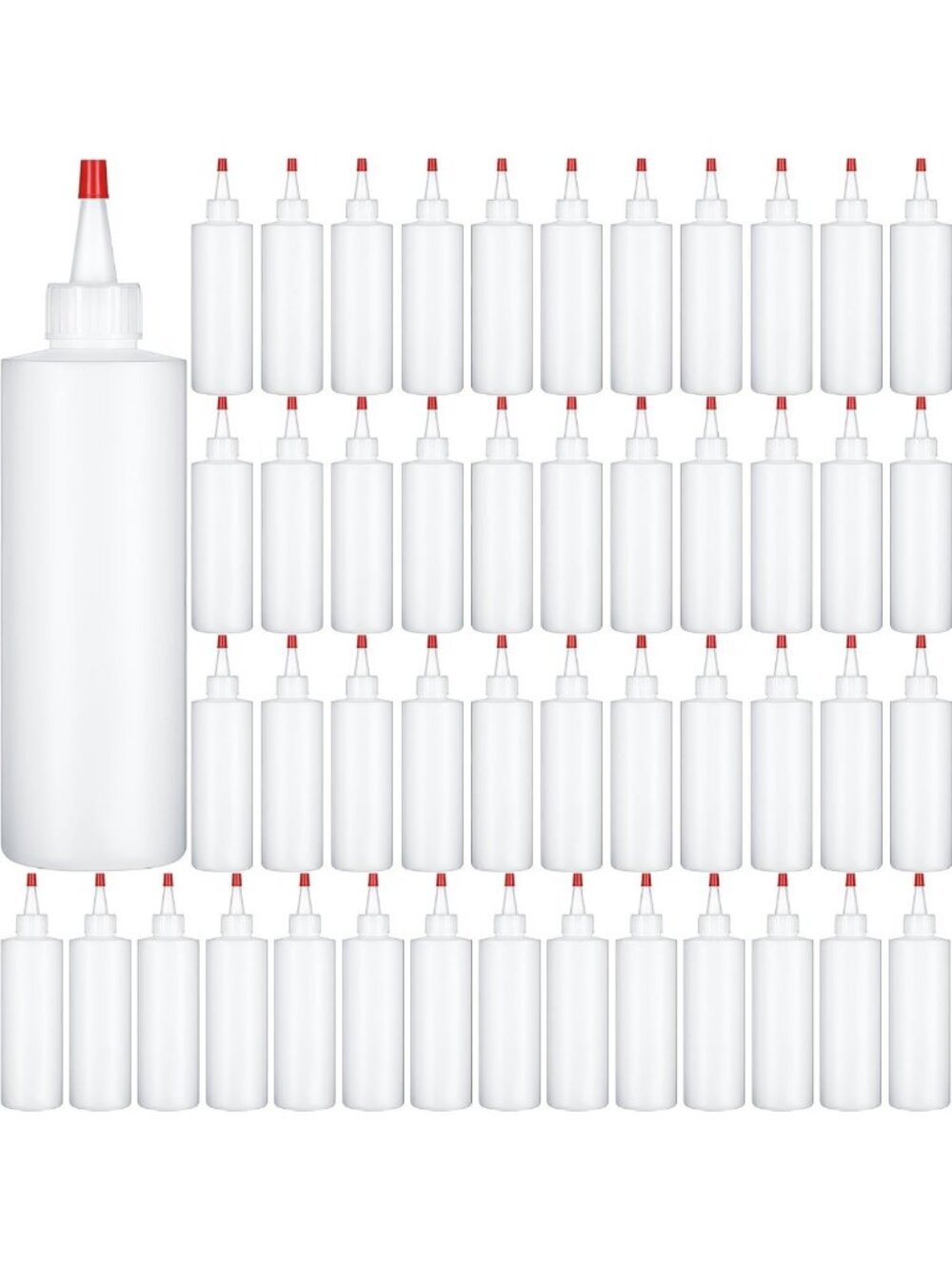 60 Pack 8 oz Plastic Squeeze Bottles for Condiments, Sauces & Dressings - Red